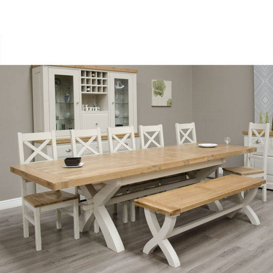 Painted Deluxe X-Leg Table 100% Solid Oak