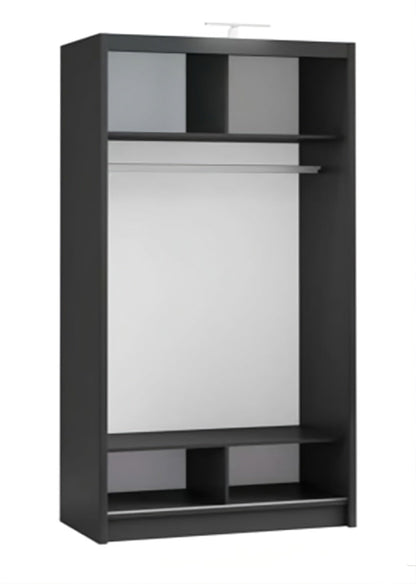Sleek Black Matt 120cm Sliding Wardrobe - Modern Storage with Mirror Finish