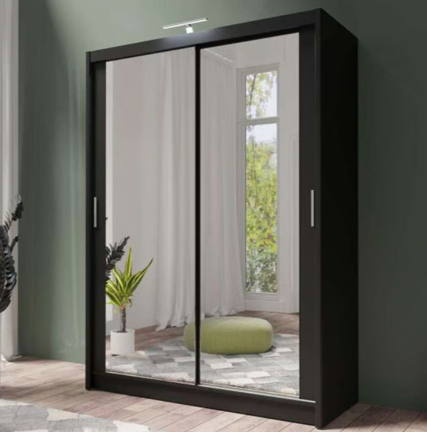 Refined Black Matt 160cm Sliding Wardrobe - Sleek Design with Ample Storage