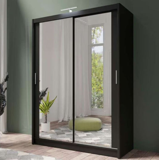 Refined Black Matt 160cm Sliding Wardrobe - Sleek Design with Ample Storage