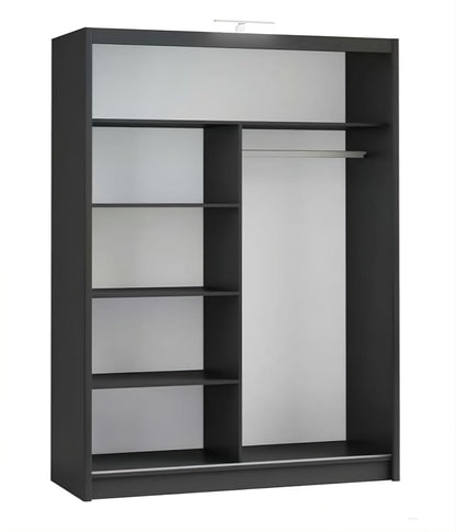 Refined Black Matt 160cm Sliding Wardrobe - Sleek Design with Ample Storage