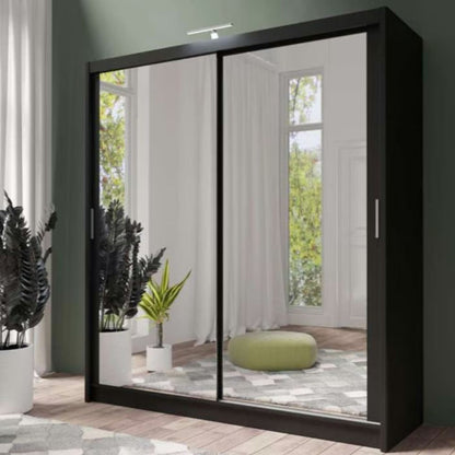Modern Black Matt 203cm Sliding Wardrobe - Sleek Design Meets Practical Storage