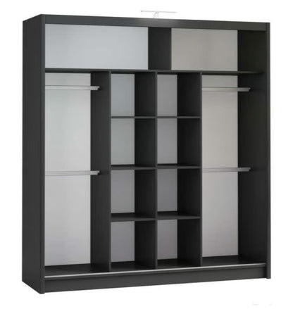 Modern Black Matt 203cm Sliding Wardrobe - Sleek Design Meets Practical Storage