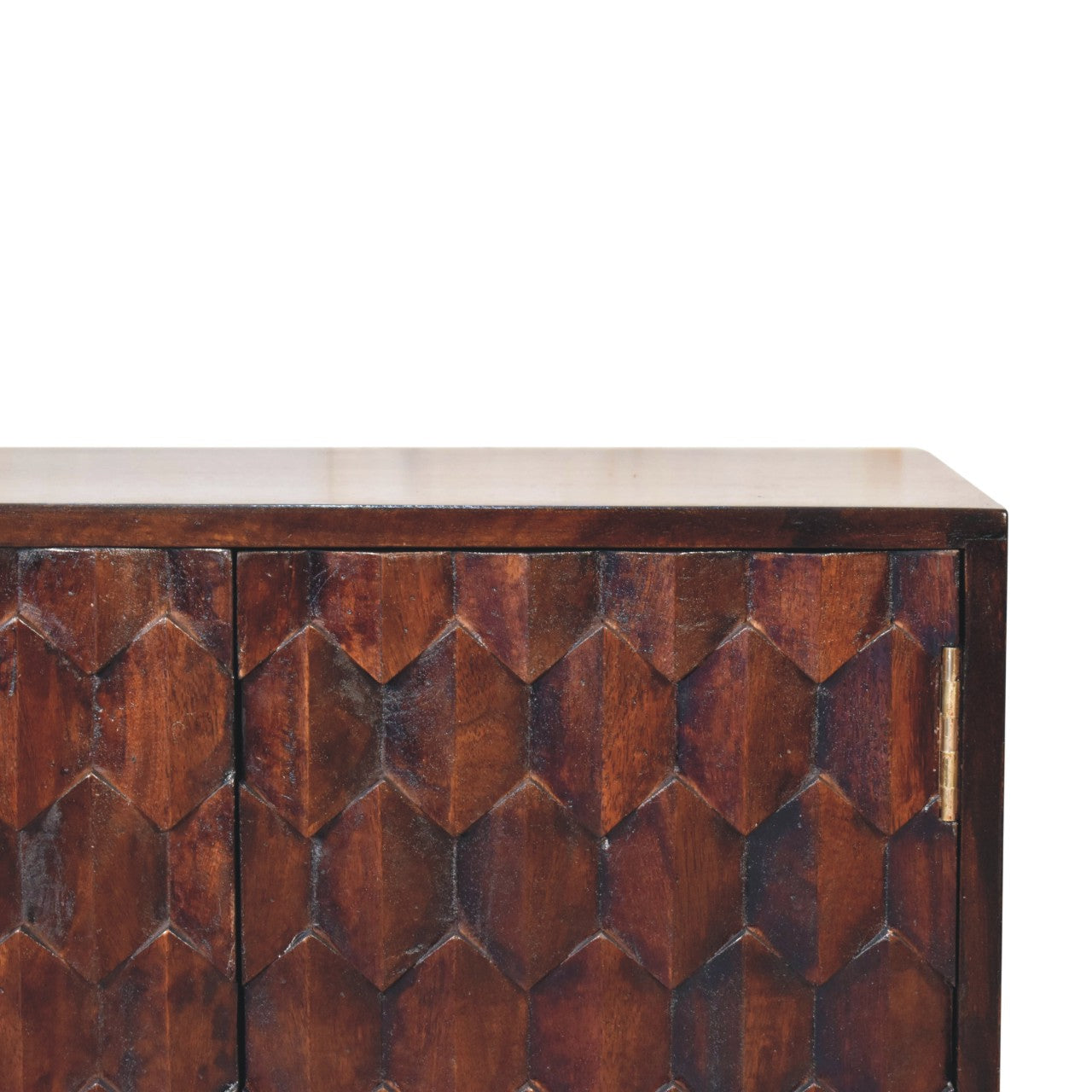 Pineapple Carved Walnut Cabinet. 100% Solid Mango Wood