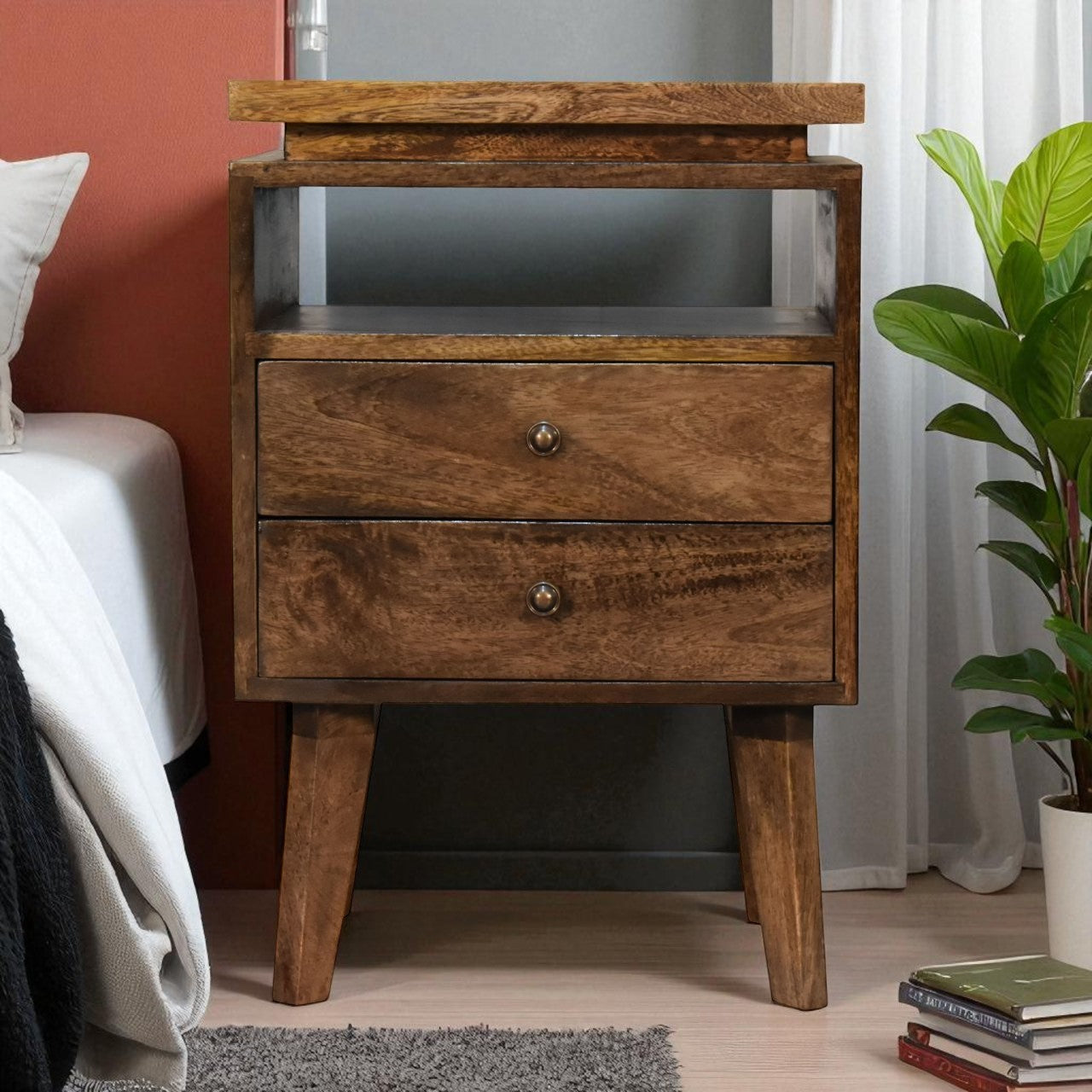 Platform Bedside. 100% Solid Mango Wood