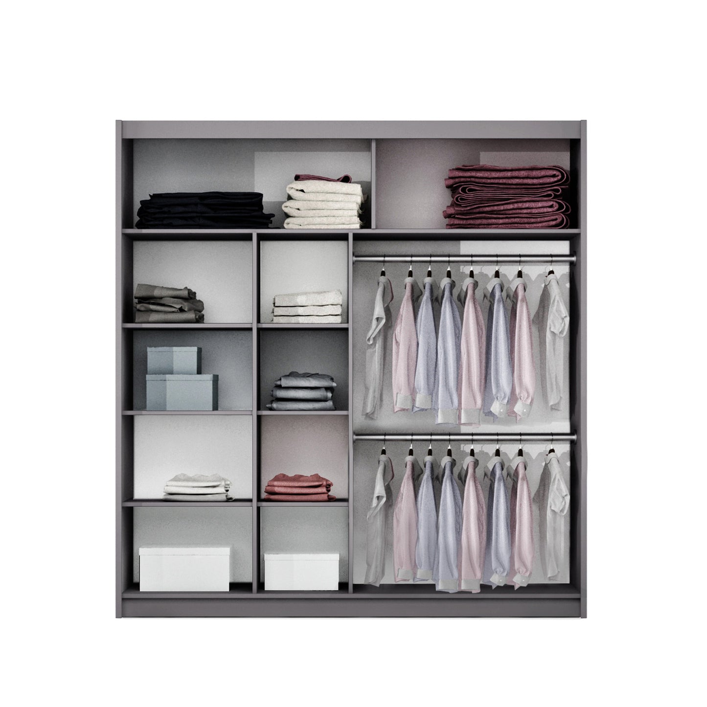 Modern Sand Beige 203cm Sliding Wardrobe - Mirrored Elegance & Clever Storage
