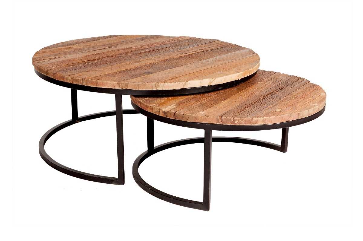 Railway Sleeper Coffee Tables, Metal Base