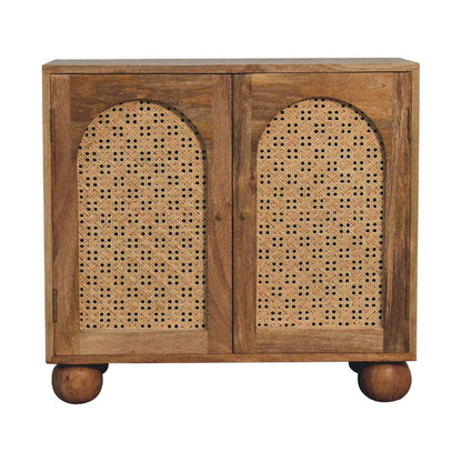 Rattan Ball Cabinet Mango Wood Construction.