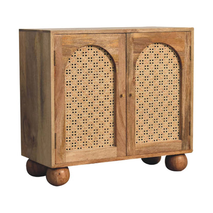 Rattan Ball Cabinet Mango Wood Construction.