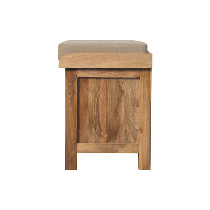 Rattan Basket Linen Bench. 100% Solid Mango Wood