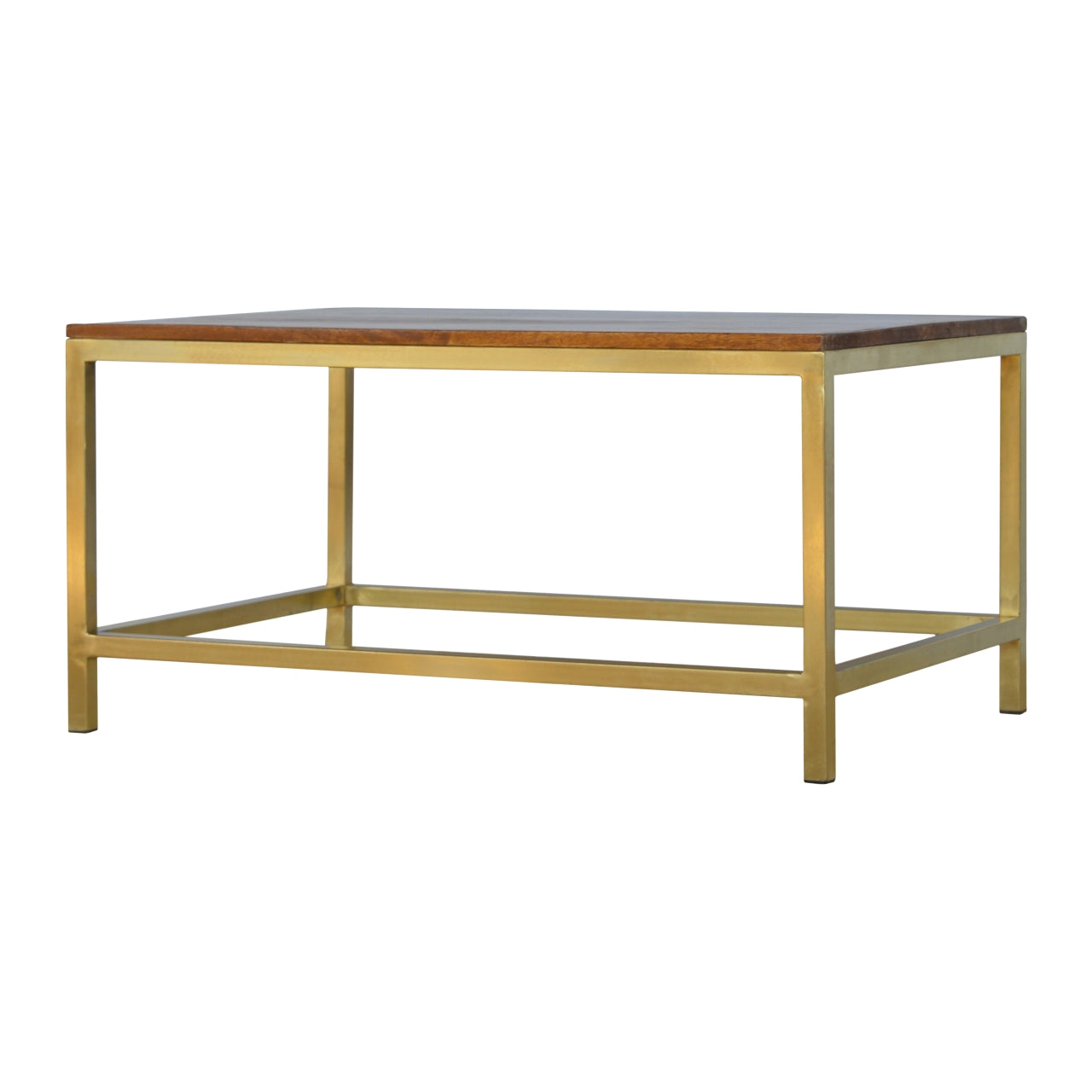 Rectangle Gold Coffee Table. 100% Solid Mango Wood