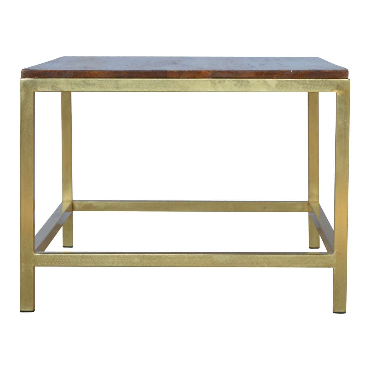 Rectangle Gold Coffee Table. 100% Solid Mango Wood