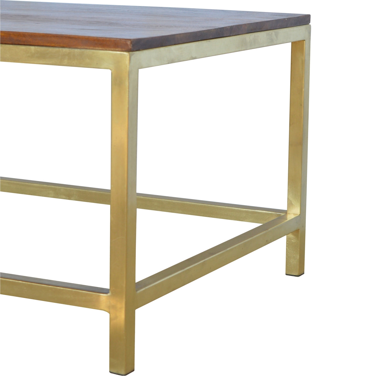 Rectangle Gold Coffee Table. 100% Solid Mango Wood