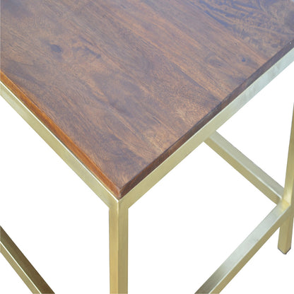 Rectangle Gold Coffee Table. 100% Solid Mango Wood