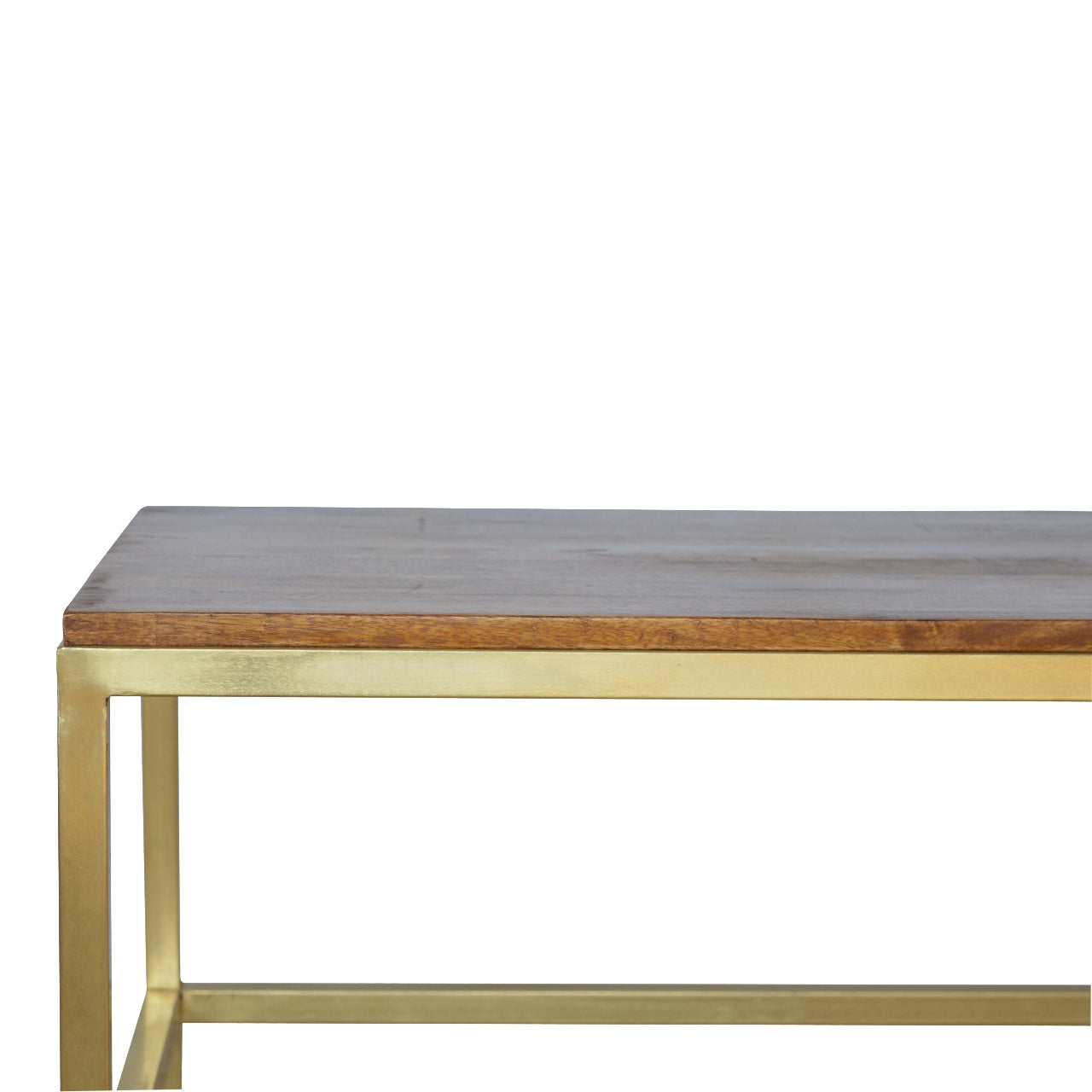 Rectangle Gold Coffee Table. 100% Solid Mango Wood
