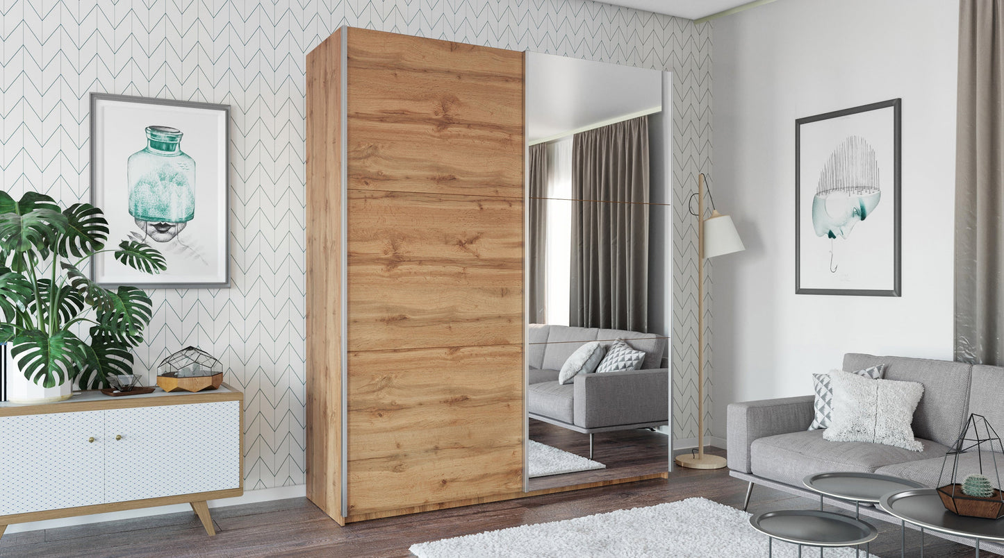 Rodos 200cm Sliding Mirror Door Wardrobe - 3 Colour Options
