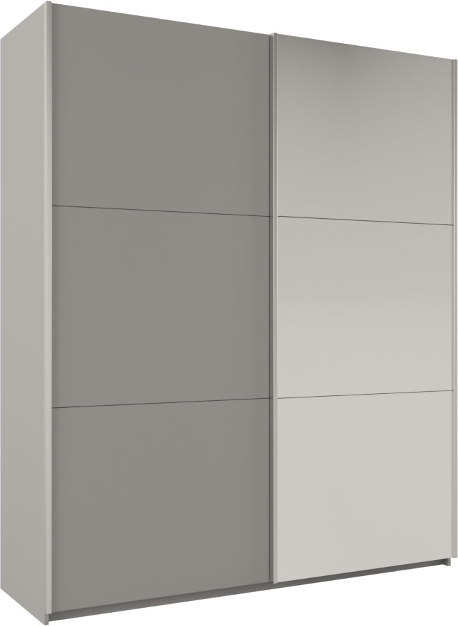 RODOS 200cm Sliding Mirror Door Wardrobe - Sophisticated Platinum Finish with Mirrored Flair
