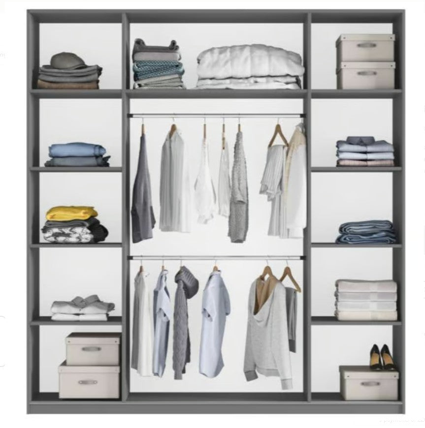 Chic Platinum Sliding Door Wardrobe 225cm - Where Style Meets Smart Storage