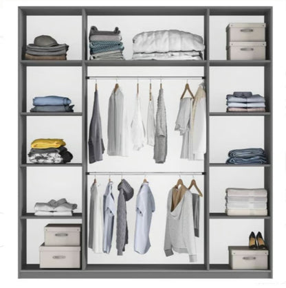 Chic Platinum Sliding Door Wardrobe 225cm - Where Style Meets Smart Storage