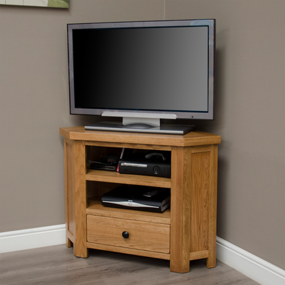 Rustic Corner TV Unit 100% solid oak