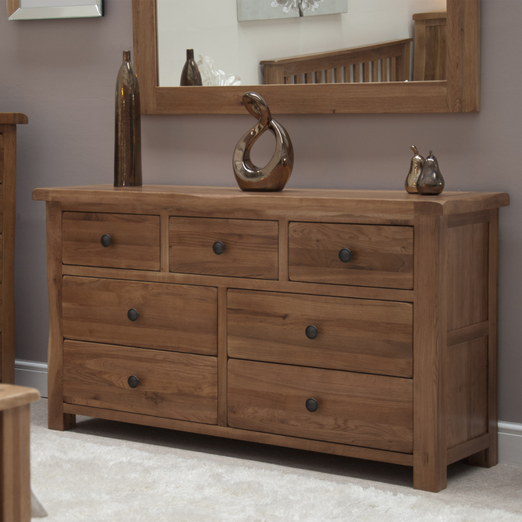 Rustic Oak 7 Drawer Multi Chest 100% Solid Oak