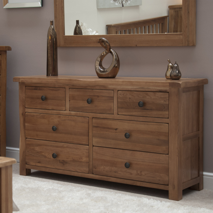 Rustic Oak 7 Drawer Multi Chest 100% Solid Oak