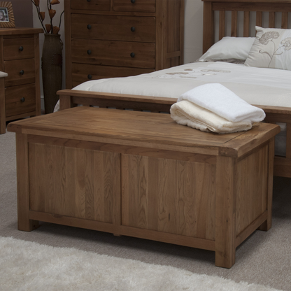 Rustic Oak Blanket Box 100% Solid Oak