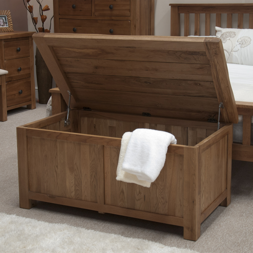 Rustic Oak Blanket Box 100% Solid Oak