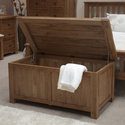 Rustic Oak Blanket Box 100% Solid Oak