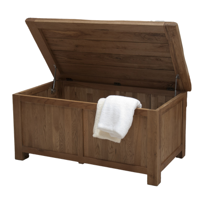 Rustic Oak Blanket Box 100% Solid Oak