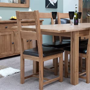 Rustic Oak Dining Chair with Leather Pad 100% solid oak