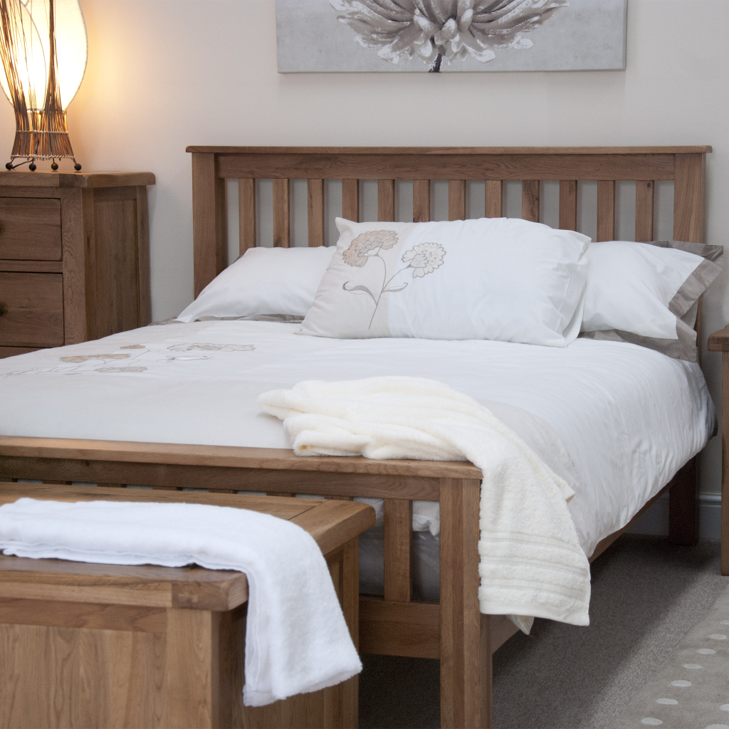 Rustic Oak King-Size Bed 100% solid oak