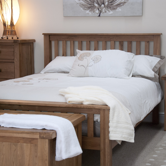 Rustic Oak King-Size Bed 100% solid oak