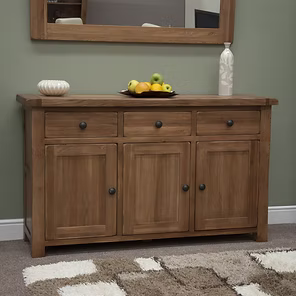 Rustic Oak Large Sideboard 100% solid oak