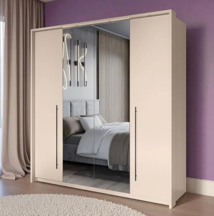 Smart Sand Beige Sliding Wardrobe 210cm - Sleek Storage with a Contemporary Edge
