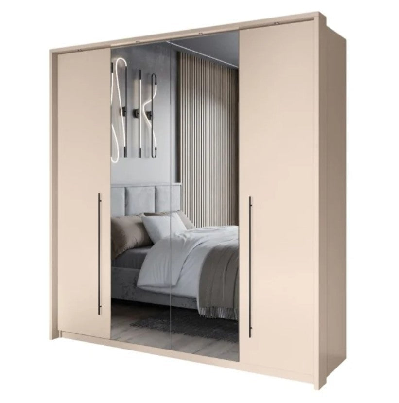 Smart Sand Beige Sliding Wardrobe 210cm - Sleek Storage with a Contemporary Edge