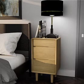 Scandic 3 Drawer Bedside Table. Solid Oak 100% Solid Oak