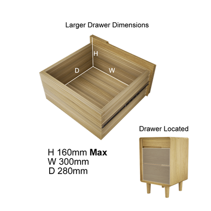 Scandic 3 Drawer Bedside Table. Solid Oak 100% Solid Oak