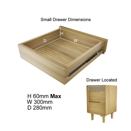Scandic 3 Drawer Bedside Table. Solid Oak 100% Solid Oak