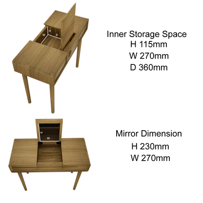 Scandic Dressing Table with Mirror. Solid Oak 100% Solid Oak4