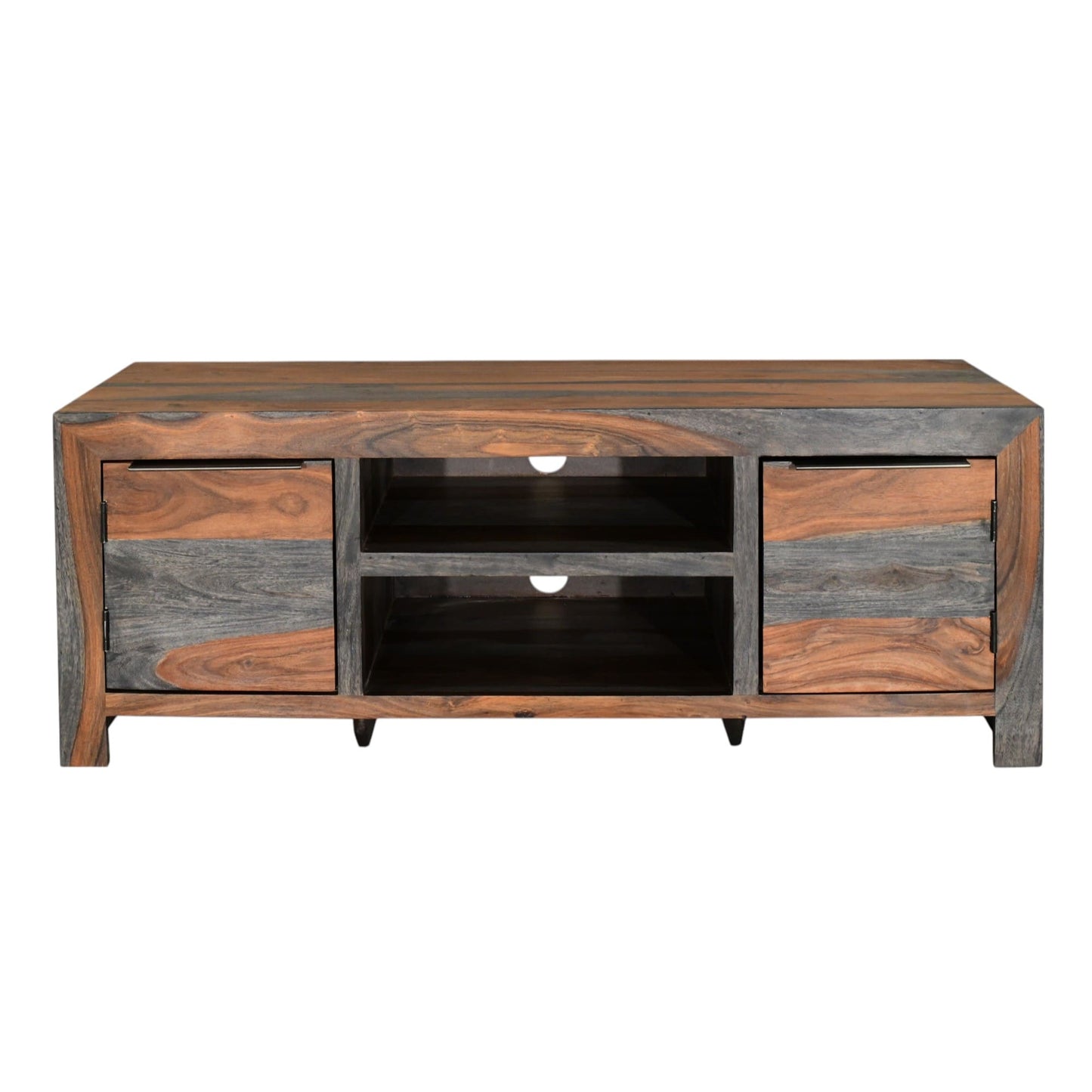 Sheesham Wood TV Unit, 112cm Wide in Dark Grey & Rosewood