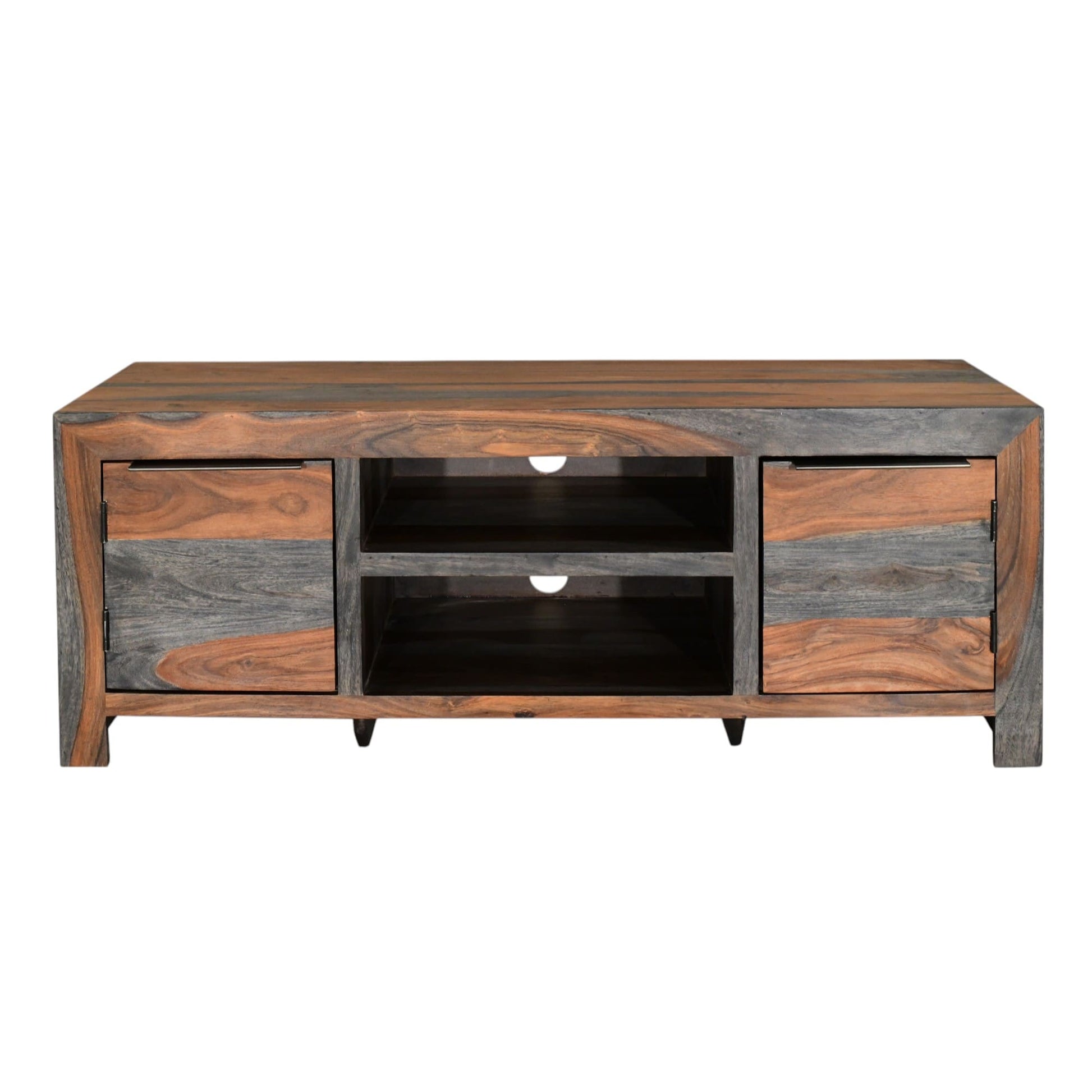Sheesham Wood TV Unit, 112cm Wide in Dark Grey & Rosewood