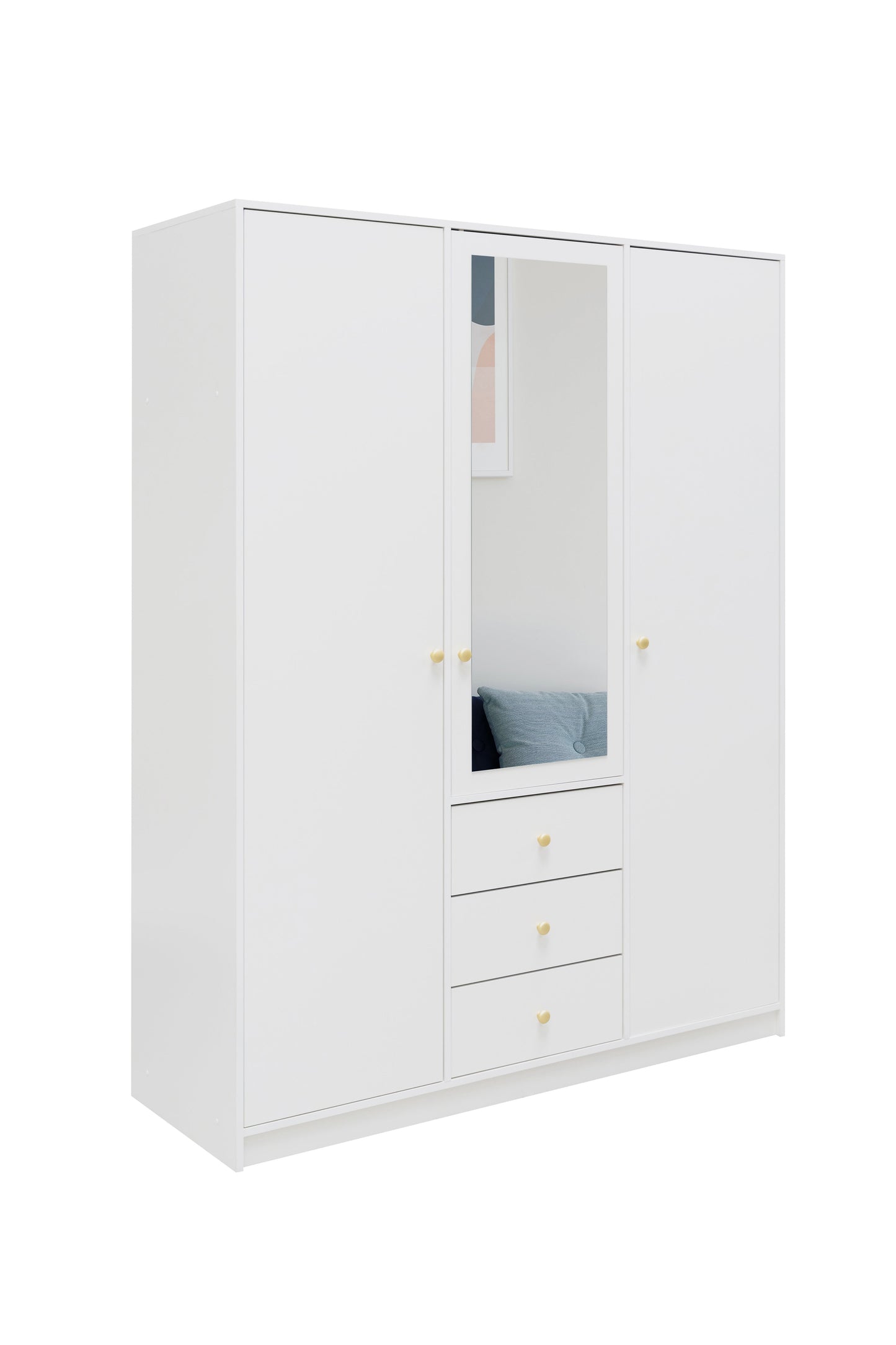 Sleek White Matt Siena D3 Wardrobe 149cm - Elegant Storage with Mirror Brightness