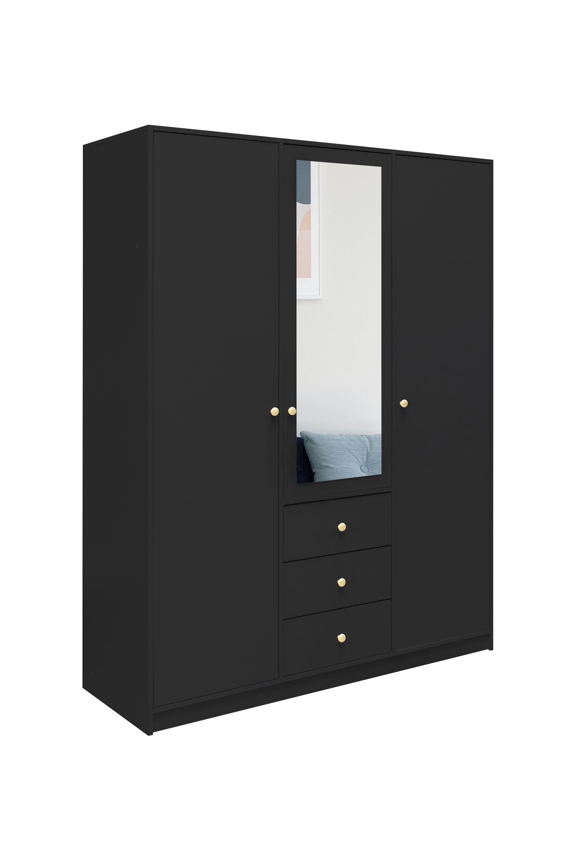 Siena D3 Hinged Door Wardrobe 149cm Black or White
