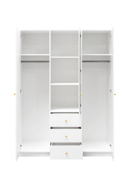 Sleek White Matt Siena D3 Wardrobe 149cm - Elegant Storage with Mirror Brightness