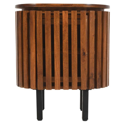 Slatted Mango Wood Bedside Table, 100% Solid Mango Wood