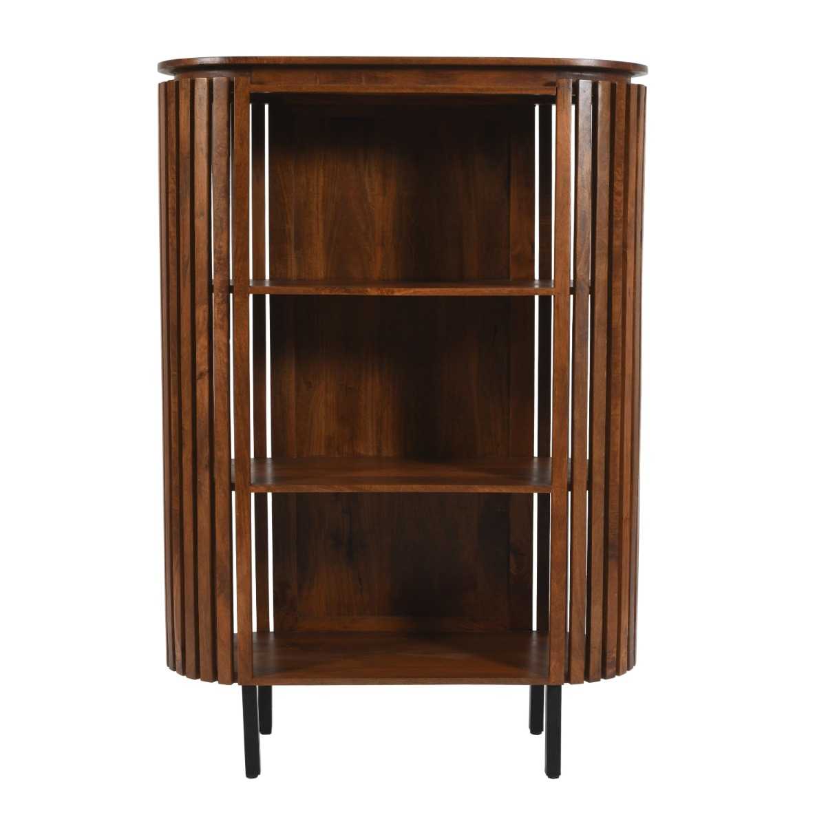 Slatted Mango Wood Bookcase. 100% Solid Hardwood