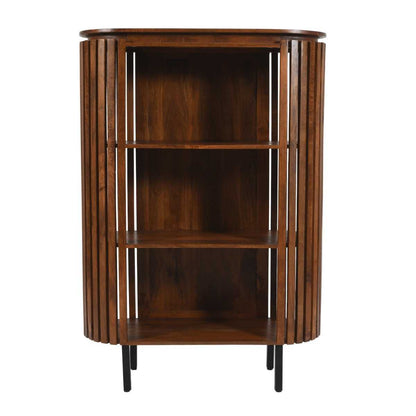 Slatted Mango Wood Bookcase. 100% Solid Hardwood