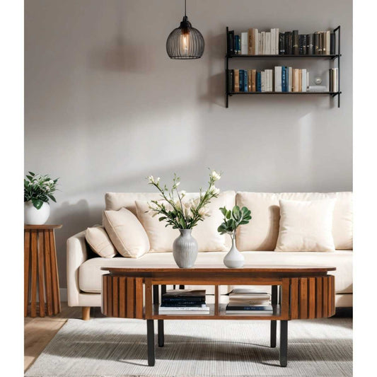 Slatted Mango Wood Coffee Table. 100% solid mango wood