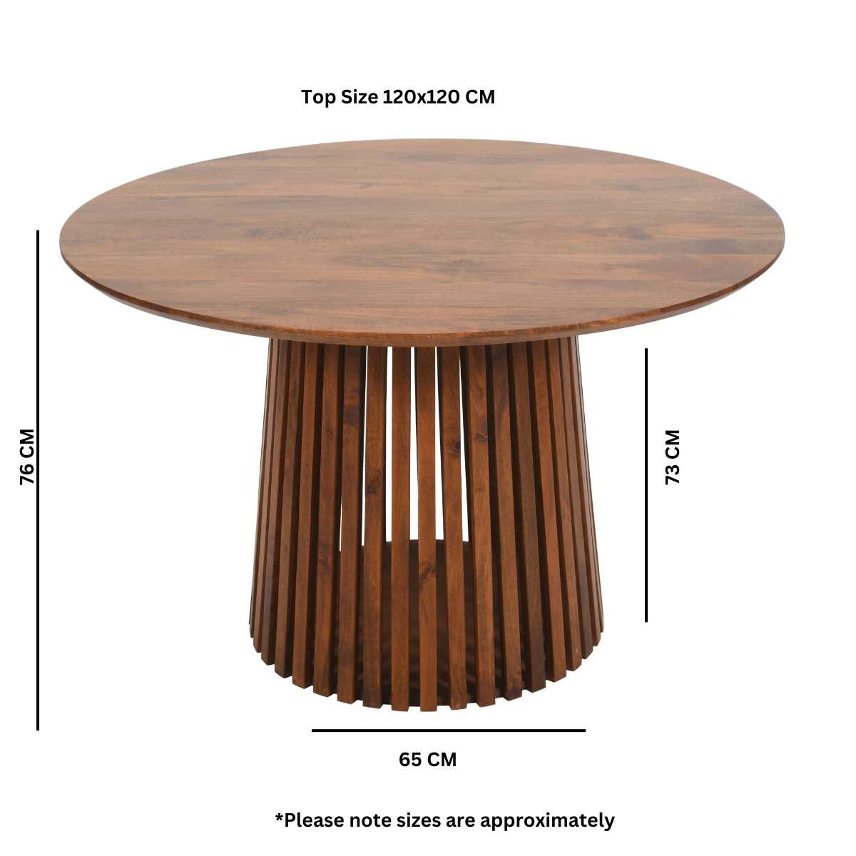 Slatted Mango Wood Dining Table, 100% Solid Hardwood